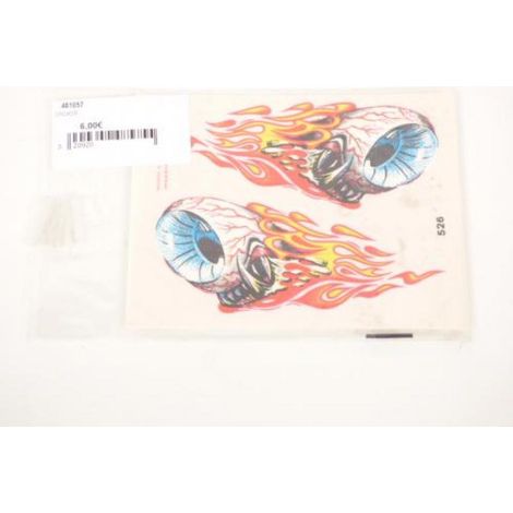 rot Aufkleber Sticker brennende Augen in Feuer Biker-Stil für
