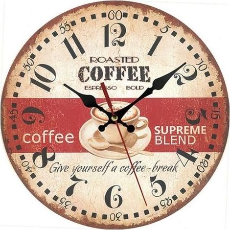 pair Grande horloge murale de jardin extérieure, horloge de jardin ronde antique autocollante avec cadran ouvert, horloge extérieure étanche en métal pour Inte(12 pouces) (1/4)
