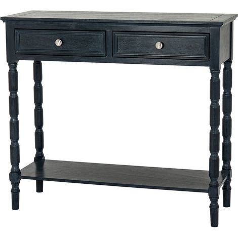Contour Collection 2 Drawer Console Table - Wood - L33 x W90 x H80 cm - Black