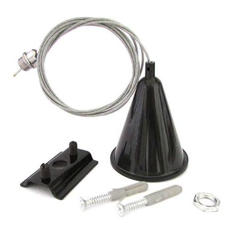 Kit Cavo Sospensione Per Binario Monofase Colore Nero Filo 200cm Solo Per Un Lato