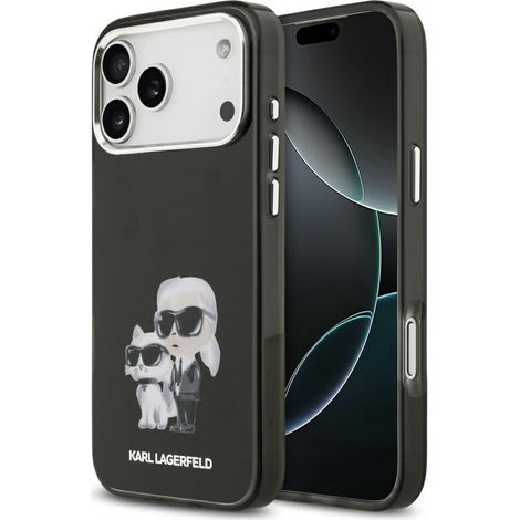Karl Lagerfeld IML Aquarelle Karl & Choupette & Logo MagSafe Hülle für iPhone 17 Pro Schwarz (1/5)