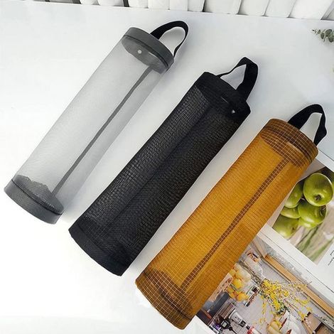 Sac Poubelle - Sac Rangement Filet Suspendu - Nylon Polyester - 38x11 Cm - Noir Gris Jaune - Lot De 3 (1/5)