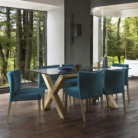 Table à manger en verre et bois 180 cm ALTA (1/5)