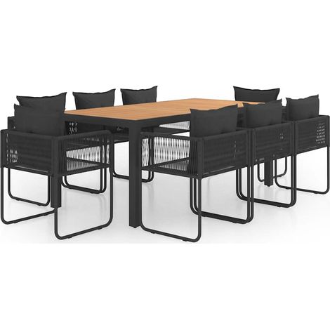 Maison Exclusive - 9-tlg. Garten-Essgruppe PVC Rattan Schwarz und (1/5)
