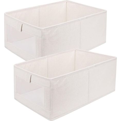 Boite Rangement Lot de 2 boîtes de rangement Wardrobe - Avec fenêtre transparente - Pour armoire, vêtements, livres, cosmétiques, jouets (40 x 28 x 17 cm) (1/5)