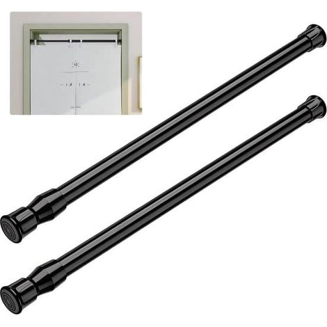 Lot de 2 barres de tension 40-70 cm - Noires - Barres télescopiques pour rideaux - Convient également pour rideaux de douche et penderie - Installation sans perçage - Noir - 40-70 cm (1/3)