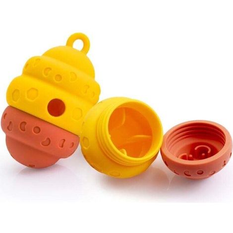 Juguete para cachorros, rompecabezas de silicona, mini dispensador de premios de lamida lenta, forma de panal, juguete interactivo para perros de razas pequeñas y medianas, amarillo y naranja - Crezuo