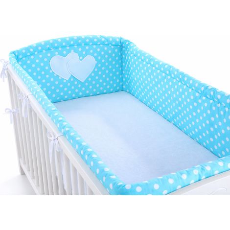 Tour de lit universel XXL pour barreaux - Pois blancs sur fond turquoise (1/3)