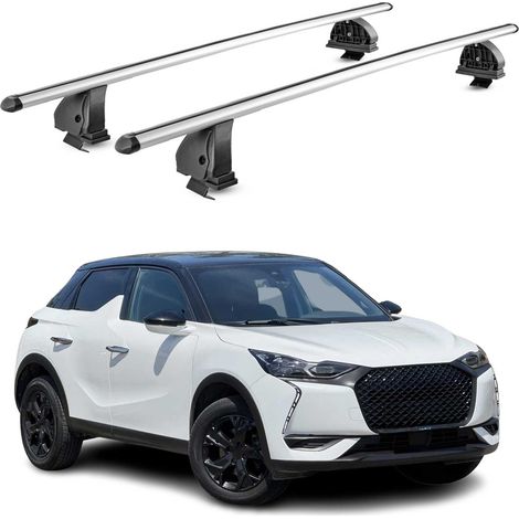 OMAC Barres de toit transversales en aluminium pour DS 3 Crossback 2018-2026 – TÜV / DIN 75302:2019 – Antivol inclus – Charge max 75 kg – 2 barres – Gris (1/4)
