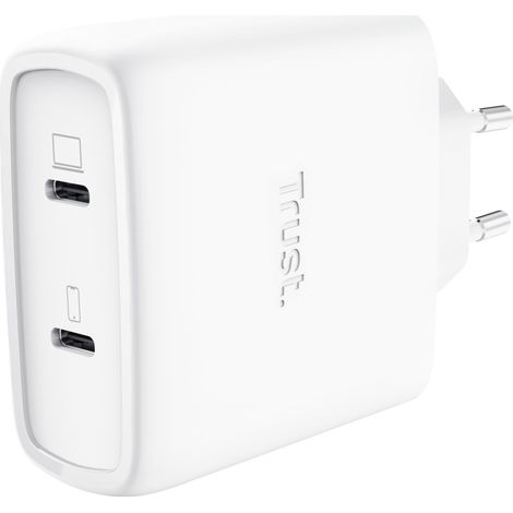 CARGADOR USB GAN TRUST MAXO 65W 2xUSB-C INCLUYE CABLE USB-C 2m COLOR BLANCO