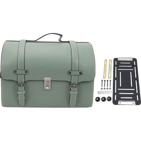Sac de queue moto cuir synthétique étanche capacité 29.5L libération rapide avec serrure à combinaison ajustement universel pour bagages vert clair (1/5)