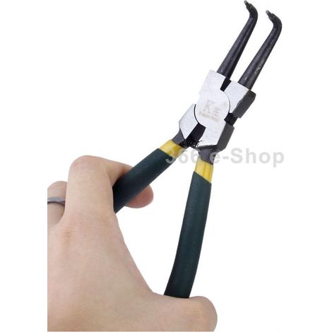 TrAdE Shop Traesio - Pinza Fermi Apri Anelli Elastici Di Sicurezza Con Becchi Piegati A 90° - (1/2)