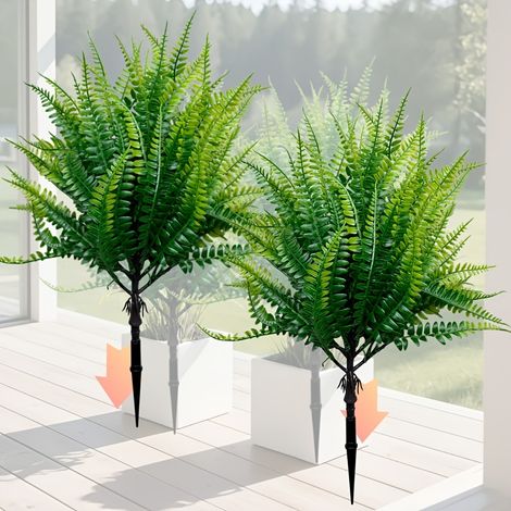 Deux arbres artificiels en pot de 17,3 pouces (avec inserts de sol), adaptés aux plantes en pot et aux décorations d'intérieur et d'extérieur. (1/5)
