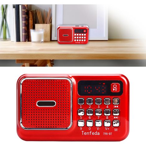 Mini radio portable, lecteur MP3 à chargement sans fil, lecteur de musique portable avec emplacement pour carte mémoire (1/5)