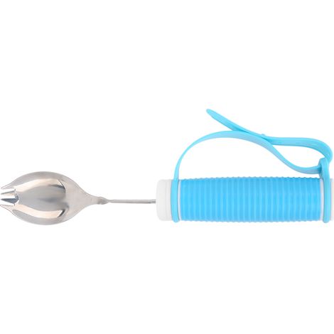 Fourchette d'aide à l'alimentation avec sangle antidérapante et réglable. Cuillère 2 en 1 pour les personnes atteintes de Parkinson, d'arthrite, de sclérose en plaques et de tremblements des mains. (1/5)
