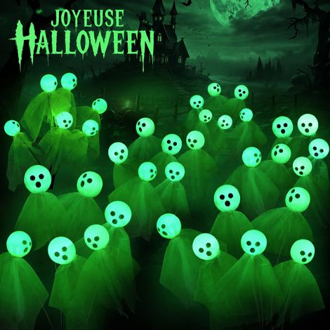 Lampe solaire fantôme d'Halloween à piquer, éclairage vert, 6 lampes 6 réf 1136 11 × 10 × 42,5 cm 128 g – Livraison gratuite