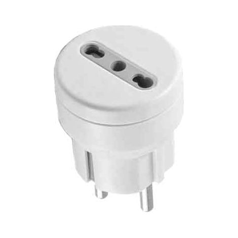 ADATTATORE SEMPLICE SCHUKO/BIVALENTE 10 A spina schuko 2P+T - presa 10/16A 2P+T