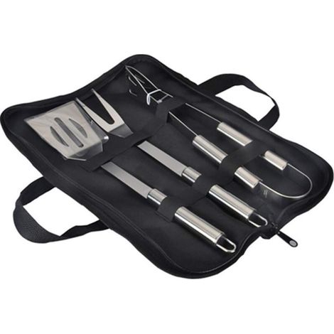 Ustensiles Barbecue - Set 3 Pièces Acier Inoxydable Spatule Pince Fourchette - Pour Grillades Extérieur Jardin Terrasse - 3 Pièces (1/5)