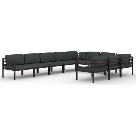 Maison Exclusive - Set muebles de jardín 10 pzas y cojines alumin (1/5)