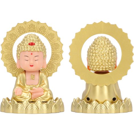 Statue de bouddha à tête secouée solaire, décoration de voiture Maitreya, pour la richesse et la Fortune (1/5)