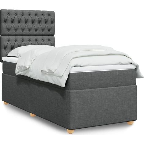 Boxspringbett mit Matratze Dunkelgrau 90x200 cm Stoff
