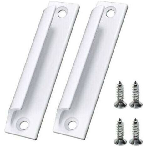 Poignées de porte coulissantes en alliage d'aluminium blanc pour meubles et fenêtres, avec vis.