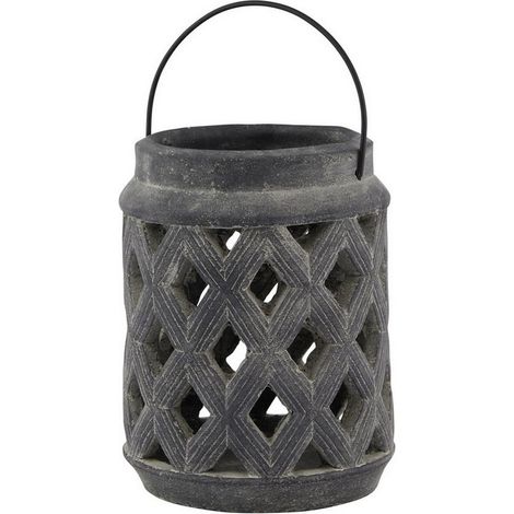 Amalfi Large Lattice Lantern - Ceramic - L17 x W17 x H23 cm - Grey