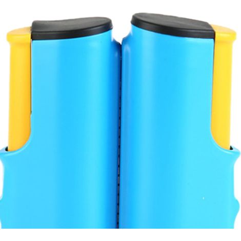Support de filet de ping-pong rétractable, élégant et sécurisé, à bords ondulés, portable, pour salle de sport et école (bleu/jaune). (1/5)