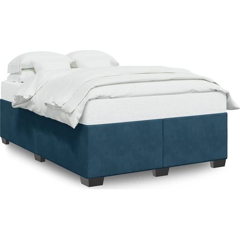 Maison Exclusive - Cadre de lit sans matelas bleu 140x190 cm velours