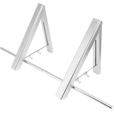 Étendoir mural rétractable en aluminium, invisible, pour balcon, argenté (1/5)