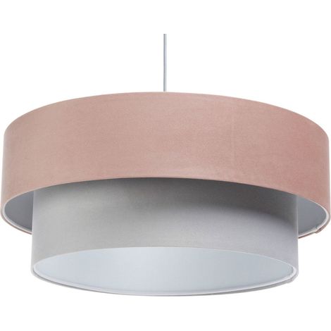 Suspension douce pour chambre enfant tissu structuré rose ou gris - Ø 40 cm - H21 cm (1/5)