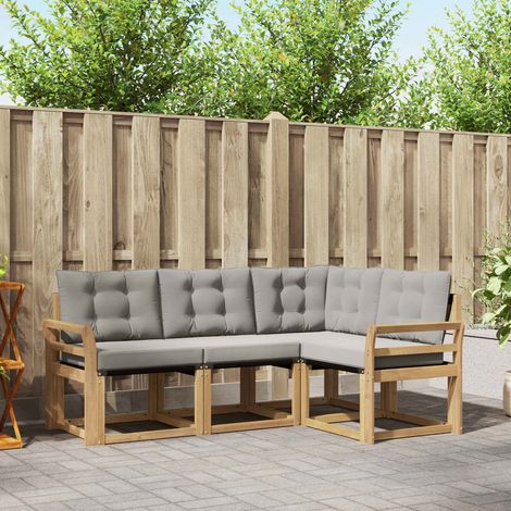 vidaXL Conjunto de sofás de exterior 4 uds. Blanco y Gris Claro (1/5)