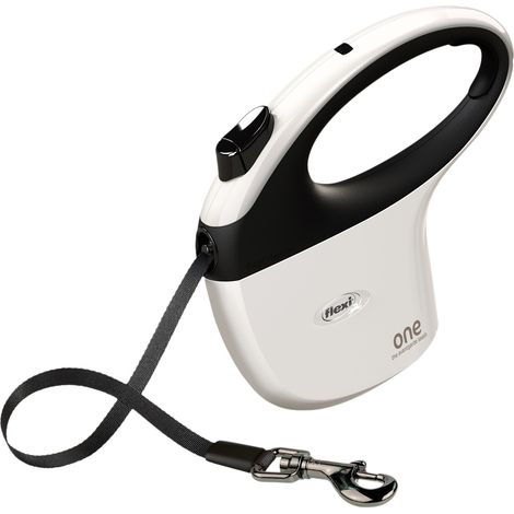 Laisse a enrouleur Sangle Blanc Noir 5 m (1/5)