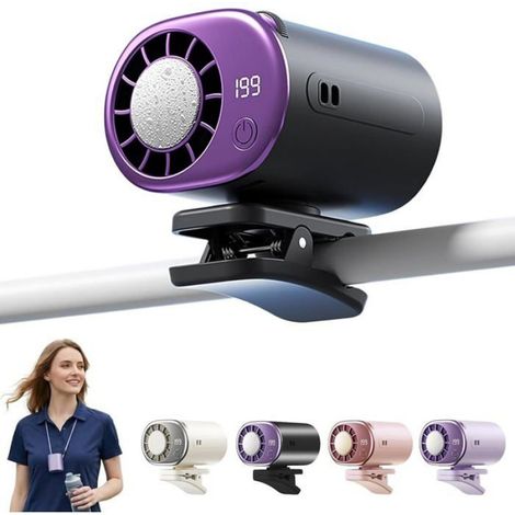 1 Ventilateur de voiture à clip, écran LED, 199 vitesses, rotation 360°, rechargeable USB, pour tableau de bord (1/4)