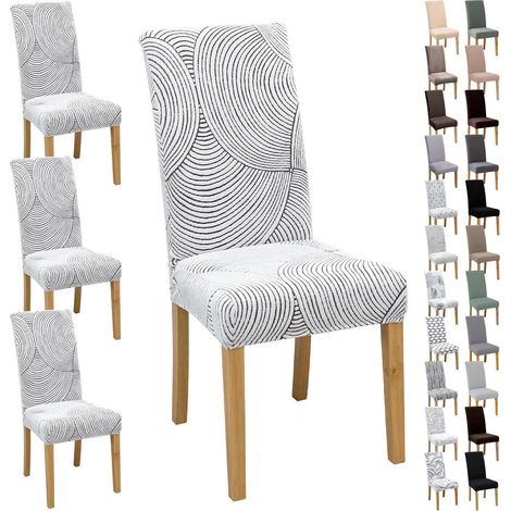 Stuhlbezüge 4/6 Stück, Jacquard, weich & dehnbar, für Esszimmer & Küche (1/5)