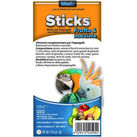 ALSO Sticks Pappagalli Frutta e Nocciole 150gr (1/2)