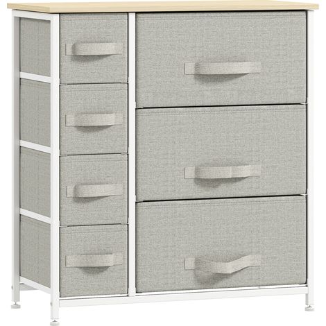 Cassettiera in tessuto a 7 cassetti, mobile contenitore moderno, struttura in acciaio, 63,5 x 30 x 71 cm, grigio