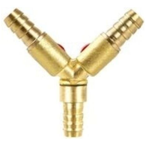 Y Connecteur de tuyau 3 voies séparateur, alliage de laiton et de zinc, 10 mm valve à bille pour eau, huile et gaz pour arrosage de jardin(1 pièce) (1/2)