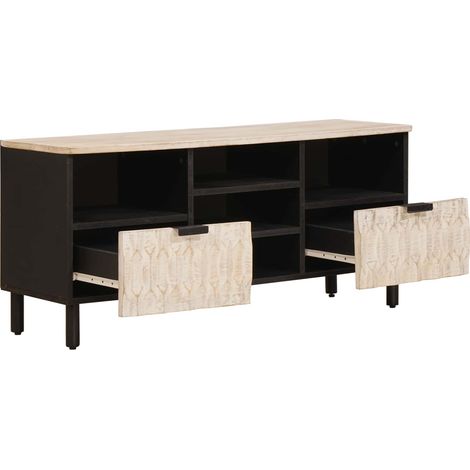 Meuble TV avec tiroir Finition Lavage Blanc 100 x 33 x 46 cm (1/5)