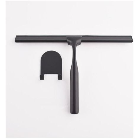 Raclette de Douche en Acier Inoxydable avec Crochet à Ventouse Solide pour Salle de Bain,Cuisine,Miroir,Voiture,fenêtre et Verre,25,4 cm,Noir. (1/4)
