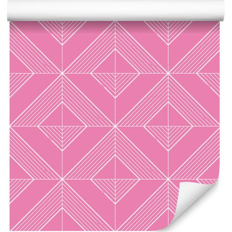 Carta da parati con motivo geometrico a rombi, rosa cipria nella parte superiore e inferiore, 50x1000 cm (1/5)
