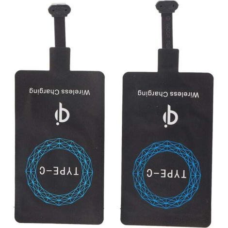 Qi-Typ-C-Wireless-Ladegerät, 2er-Pack, selbstklebender Aufkleber, Ladeempfänger für Mobiltelefone