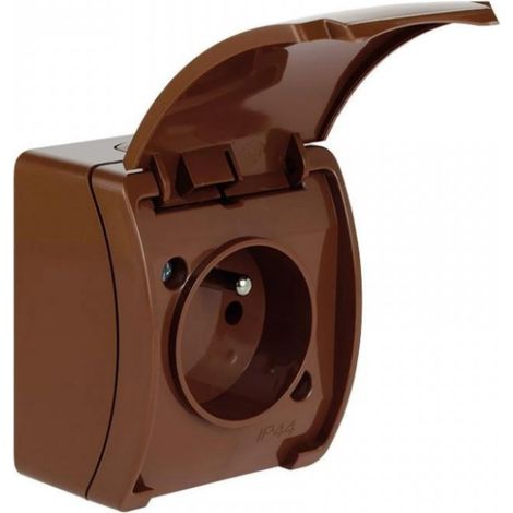Enchufe individual Koala con/sin (2P+Z) n/t IP44 marr贸n con tapa marr贸n VG 161-02 61.372