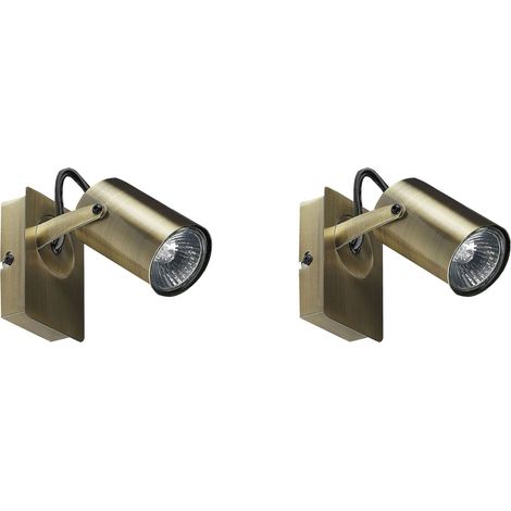 Set di 2 lampade da parete con paralumi regolabili in metallo in ottone Klip