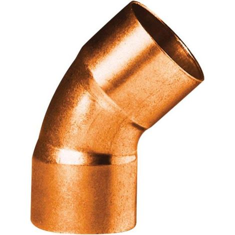 coude 45 degrès à souder en cuivre - petit rayon - femelle / femelle - diamètre 28 mm - sachet de 2 (1/2)