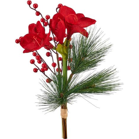 Gasper Strauß mit Amaryllis & Beeren 48 cm dunkelrot (1/2)