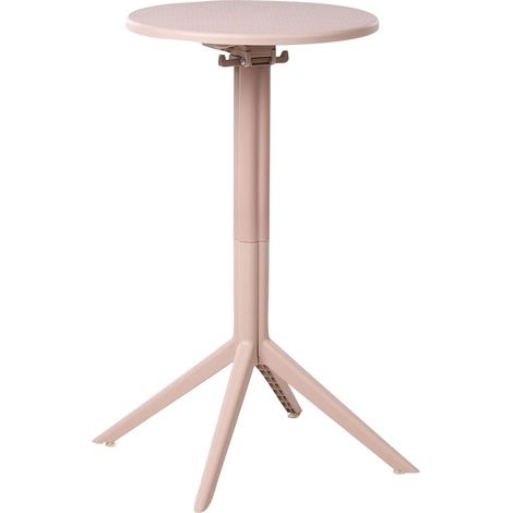 Table Bistrot en Matière Synthétique 60 x 60 cm Forme Ronde Plateau Rabattable Résistant à l'Extérieur Beige Legrena