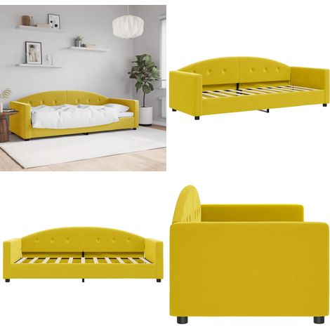 Lit de repos sans matelas jaune 80x200 cm velours - Canapé Convertible - Lit Invité - Meuble Salon - Lit Compact - Literie - Home & Living (1/5)