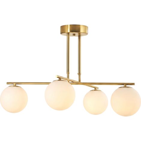 Suspension moderne à 4 abat-jour globe, réglable en hauteur et orientable à 350°, blanche (1/5)