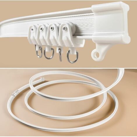 NALOOKAMIC  Rail de rideau flexible pour plafond  Rail de rideau incurvé 3M avec roulettes silencieuses  Support pliable pour cloison de douche